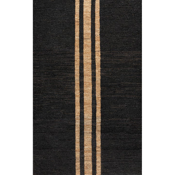 Olivier Rustic Beach House Wide Ticking Stripe Jute Area Rug